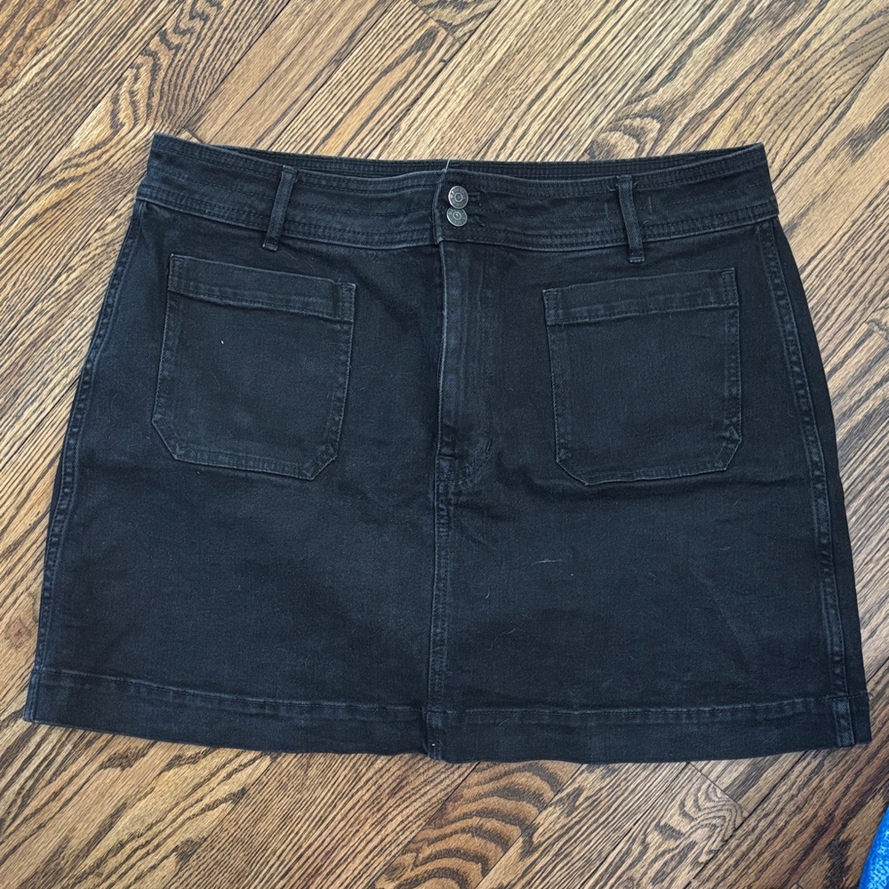 Madewell A-Line Stretch Black Denim Mini Skirt